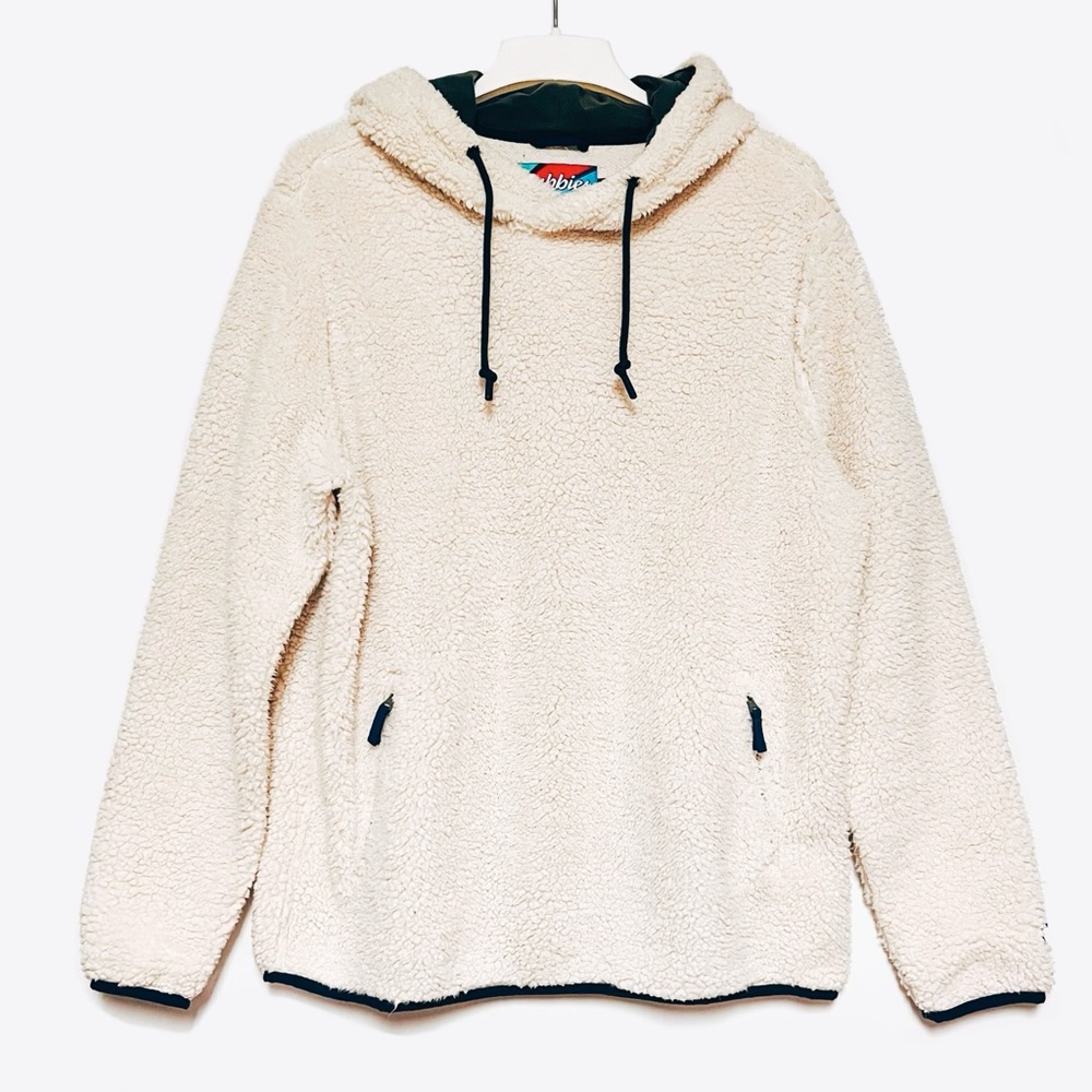 chubbies Cream Sherpa Pullover Hoodie with Black Trim